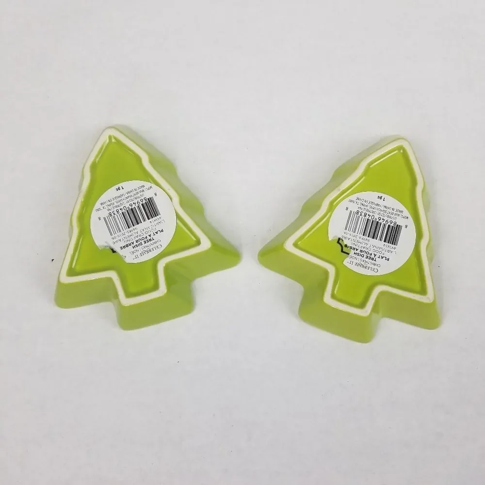 Celebrate‎ It Mini Green Christmas Tree Candy/Nut Dish Set